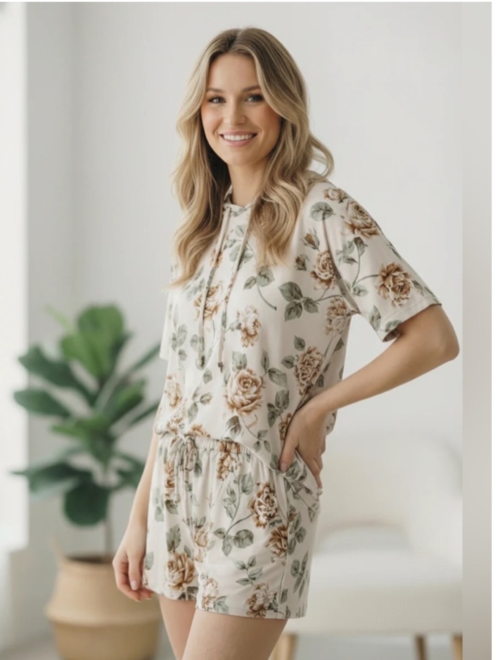 NIP 2 pc BE.A Floral Print Loungewear Set
